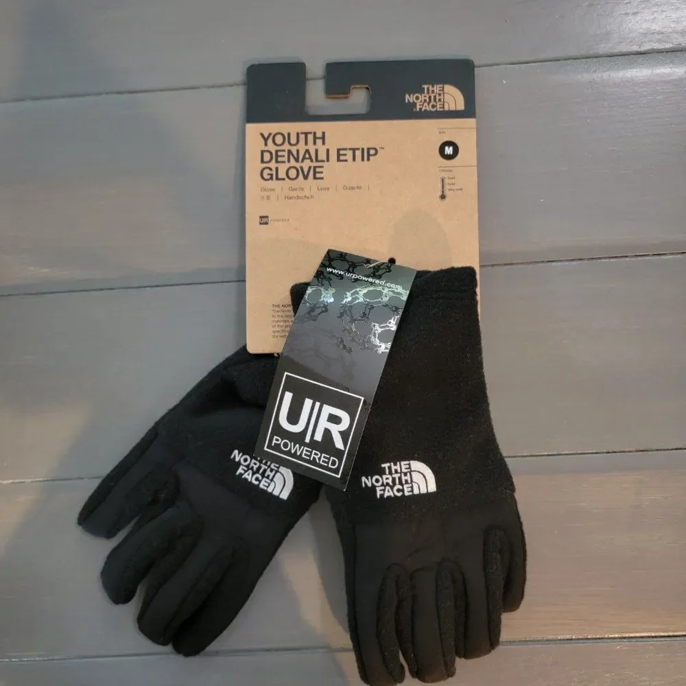 The North Face Denali Etip Gloves for Youth Medium TNF Black